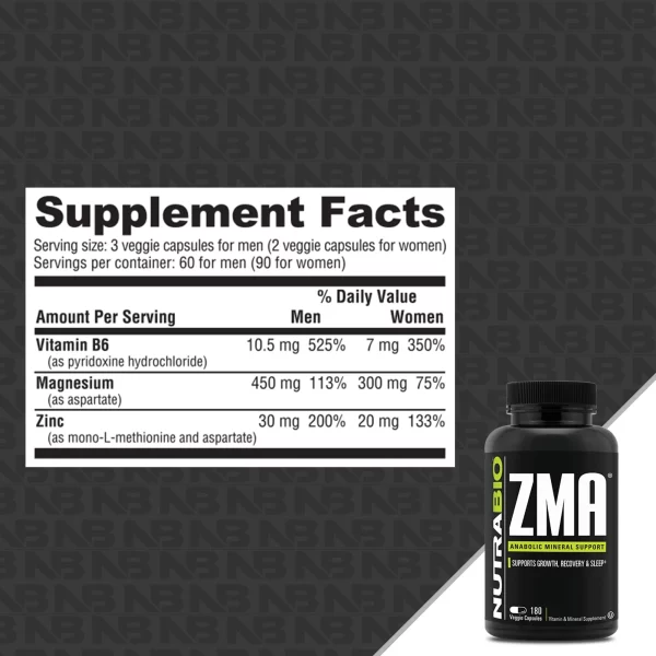 NUTRABIO ZMA | 180 CAPSULAS