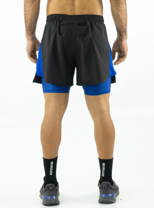 NORULES PANTALONETA RUNNING NEGRA CON AZUL