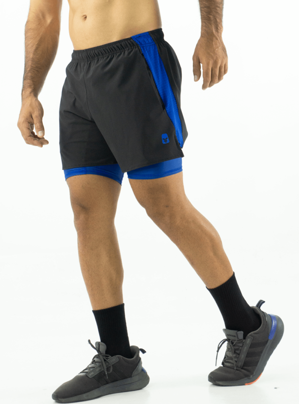 NORULES PANTALONETA RUNNING NEGRA CON AZUL