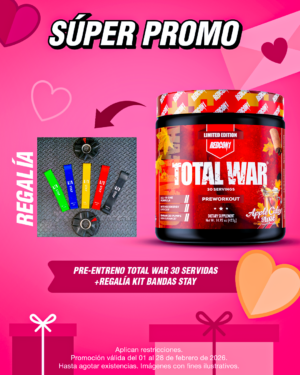 SÚPER PROMO | TOTAL WAR PRE ENTRENO 30 SERVIDAS + REGALÍA KIT DE BANDAS