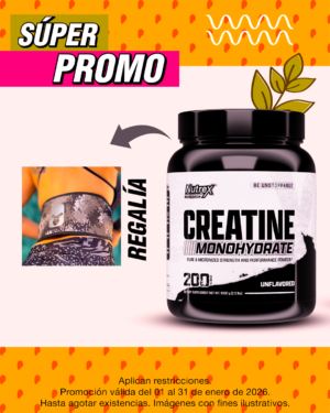 SÚPER PROMO | NUTREX CREATINA 200 SERVIDAS + REGALÍA NO RULES CINTURÓN NEOPRENO