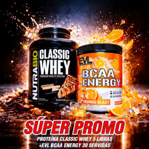 SÚPER PROMO | NUTRABIO CLASSIC WHEY 5LB + EVL BCAA 30 SERV