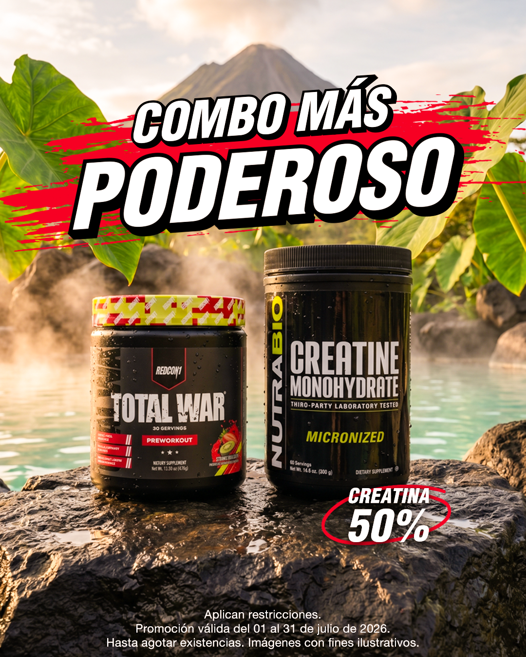 COMBO MÁS PODEROSO | TOTAL WAR 30 SERVIDAS + NUTRABIO CREATINA 60 SERV