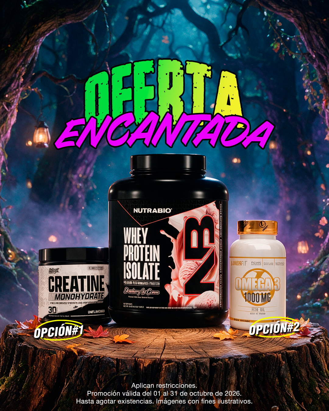 OFERTA ENCANTADA | NUTRABIO PROTEINA ISOLADA 3.35LB + NUTREX CREATINA 30 SERVIDAS O LANDERFIT OMEGA 3